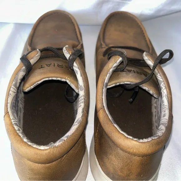 EUC Ariat Men's Hilo Stretch Lace Shoes in Faded Brown &amp; Aztec  Bomber Size 11