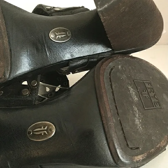 Euc Frye Brand Skye Genuine Leather Laser Cut Sling-Back Heeled Sandals Size 7.5