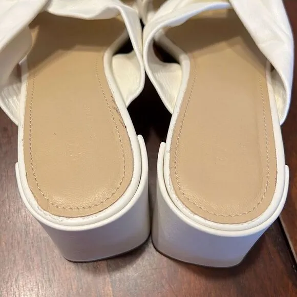 Everlane The Day Twist in Canvas Off White Leather Heel Sandals Womens 7