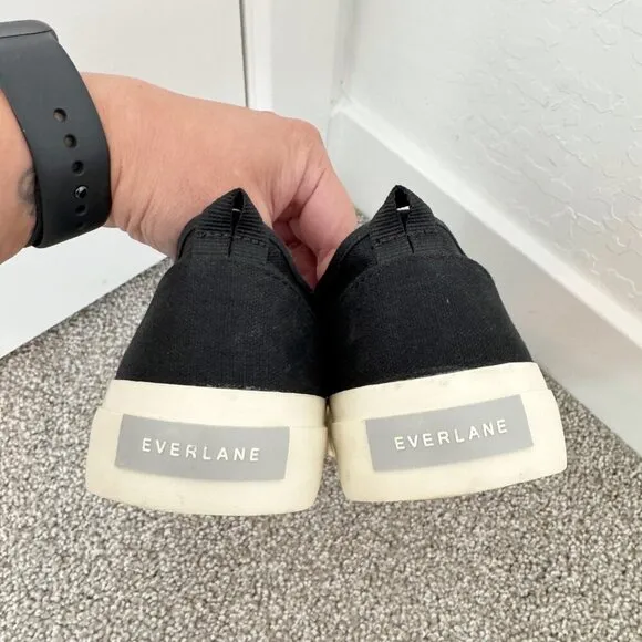 Everlane The Forever Sneakers 100% Organic Cotton Black Washable Shoes Size 8.5