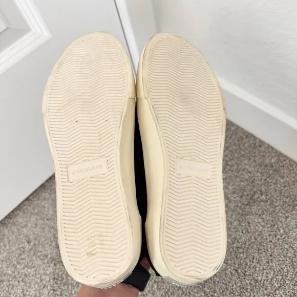 Everlane The Forever Sneakers 100% Organic Cotton Black Washable Shoes Size 8.5