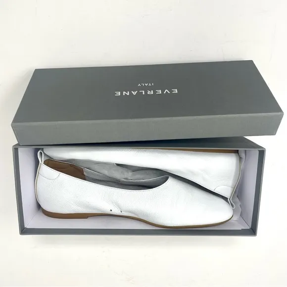 EVERLANE white leather slip on shoes, NIB, NWOT, size 9.5, made in Italy