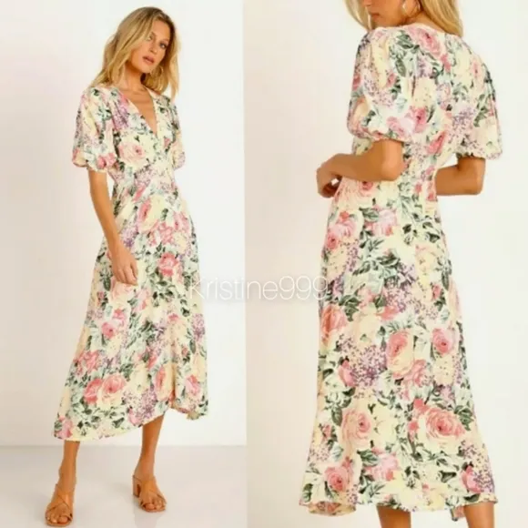 Faithfull the Brand Marie Louise Midi Dress in Vennisa Floral