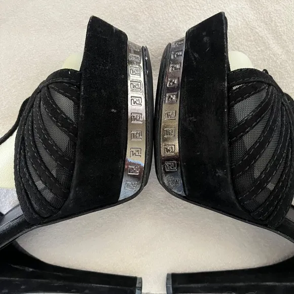 Fendi Black Leather Platform Sandals.  Size 38.5 US 8.5