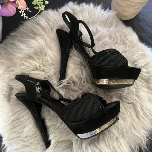 Fendi Black Leather Platform Sandals.  Size 38.5 US 8.5