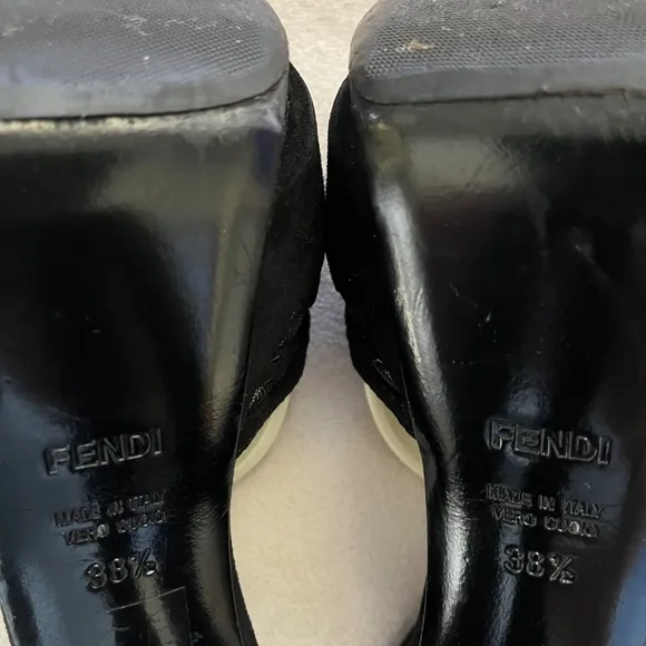 Fendi Black Leather Platform Sandals.  Size 38.5 US 8.5