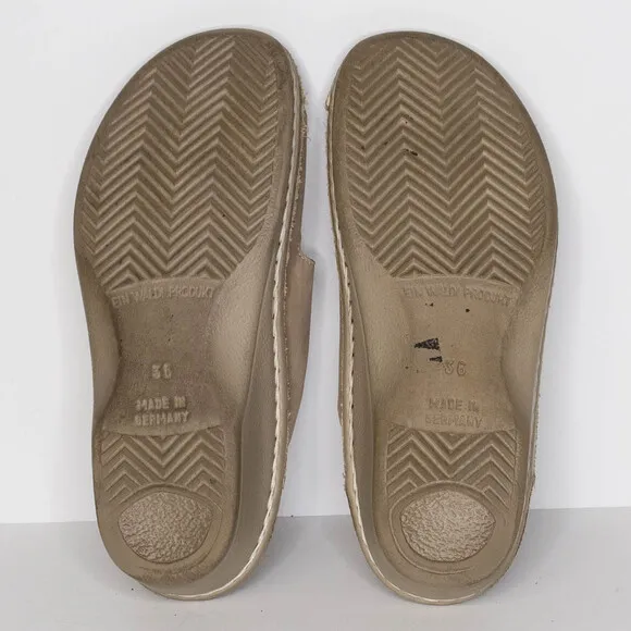 Finn Comfort Women's Slides Jamaika Minimalist Casual Nubuck Leather Tan 36 6 AR