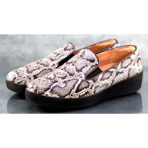 Fitflop Superskate Women's Slip On Loafers Shoes Size 6 Snake Print L78-585