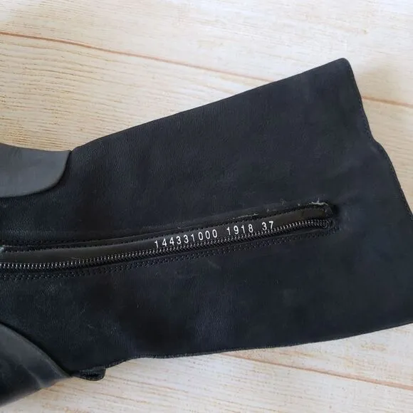FLY London Leather Suede Calf Boots Round Toe Black Women's Size 37