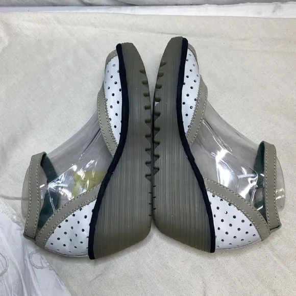 Fly London Ydel Sandals Perforated Wedge Heels Leather Womens Sz EU40/US9