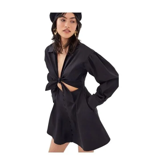 For Love and Lemons Jocelyn Mini Dress Black Womens Size XS
