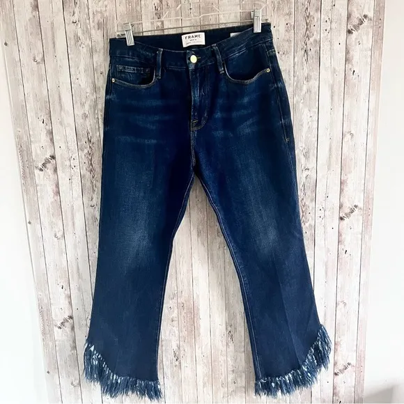 FRAME Le Crop Mini Boot Frayed Jeans Size 29