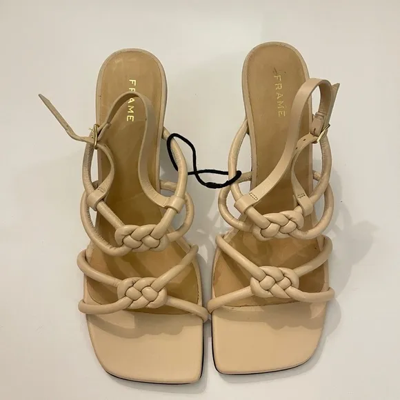 Frame Le Hendrix Beige Leather Heels Sandals