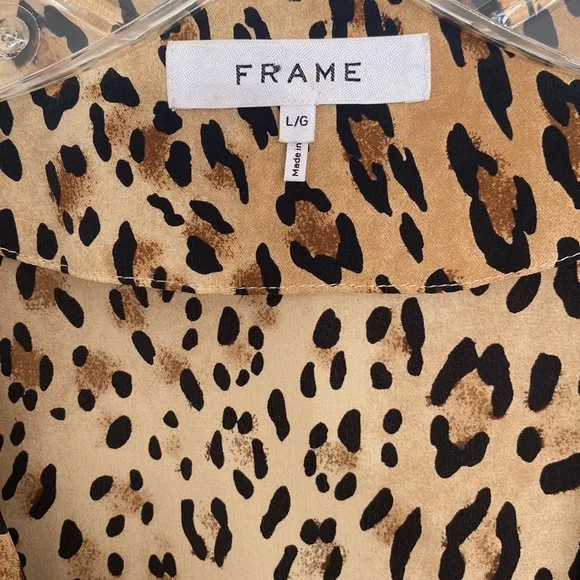 FRAME Sgt. Pepper Silk Leopard Pattern Dress, Sz L