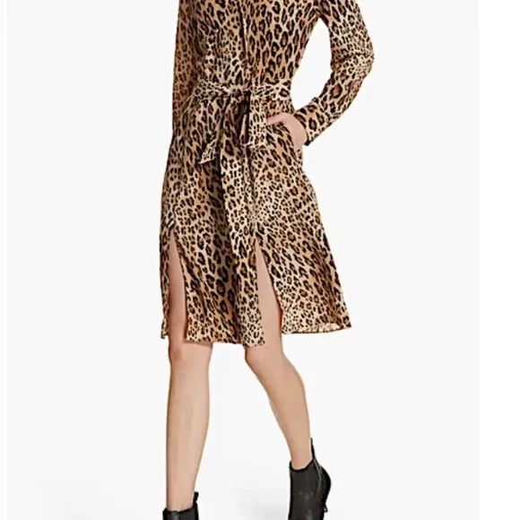 FRAME Sgt. Pepper Silk Leopard Pattern Dress, Sz L