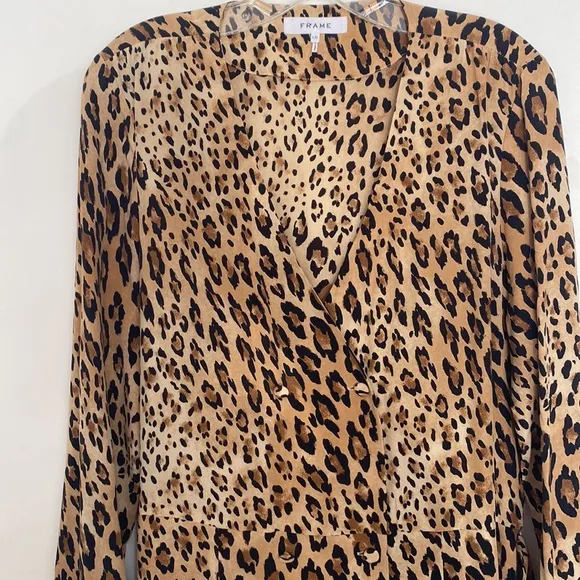 FRAME Sgt. Pepper Silk Leopard Pattern Dress, Sz L