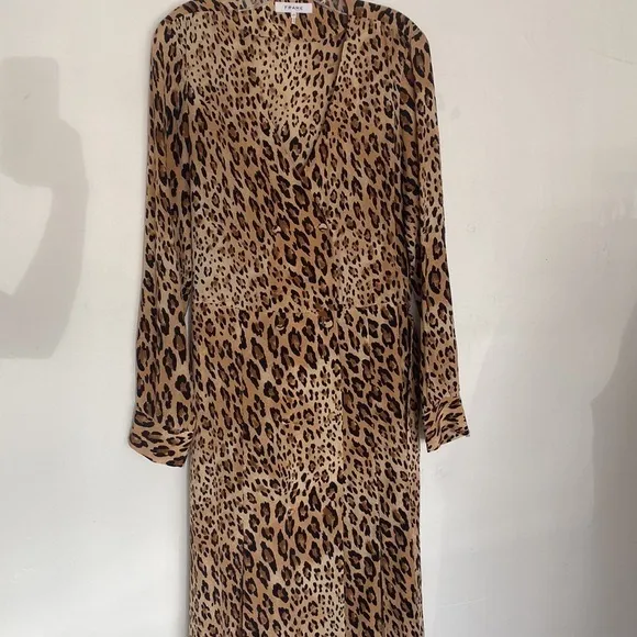 FRAME Sgt. Pepper Silk Leopard Pattern Dress, Sz L