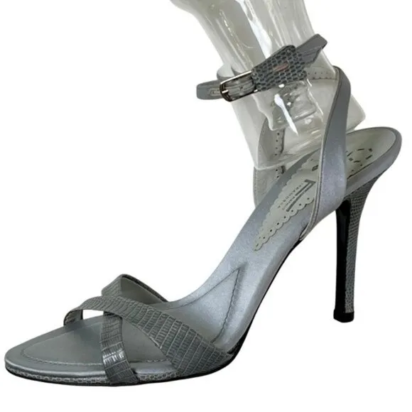 Franco Fieramosca Designer Snake Print Leather Strappy Sandals Heels Italy  37.5