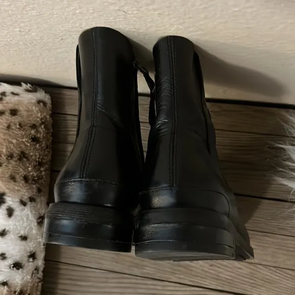 Franco Sarto Hand Finished Black Leather Ankle Boots Sz Sz 7.5