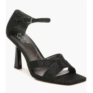 Franco Sarto Sandals Size 6 Black Leather Ankle Strap Sparkly Heels