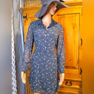 Frank And Oak Floral Dark Grey Dress