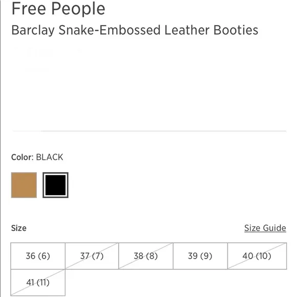 FREE PEOPLE Barclay Leather Snake-Embossed Western Ankle Boots 41 (11)