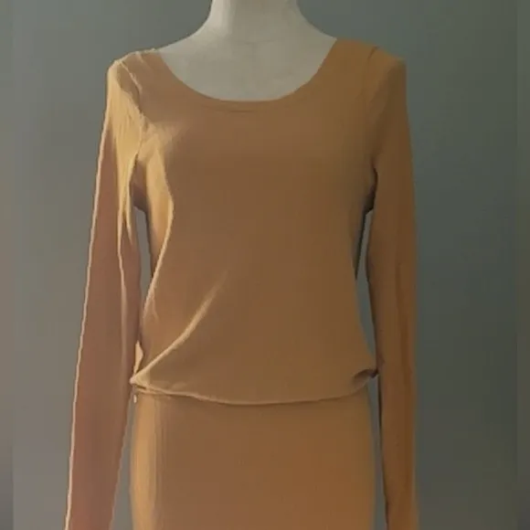 Free People Beach Marigold Long Sleeve Ribbed Dress Size L