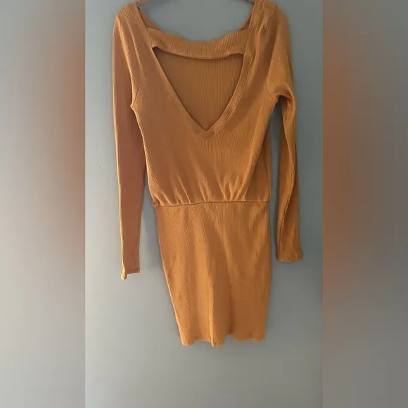 Free People Beach Marigold Long Sleeve Ribbed Dress Size L