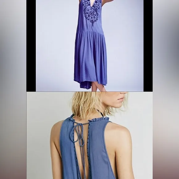 Free People Boho Embroidered V Neck Maxi Dress