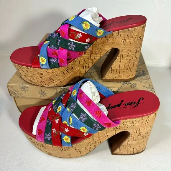 Free People Lisbon Platform Mules Cherry Heart casual classic summer outdoor