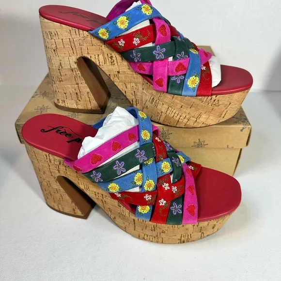 Free People Lisbon Platform Mules Cherry Heart casual classic summer outdoor