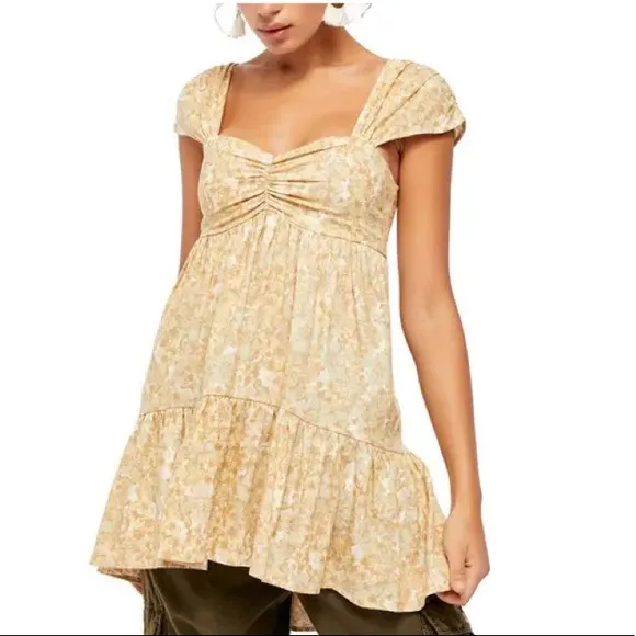 FREE PEOPLE Pattern Play Mini Dress NWT L Neutral