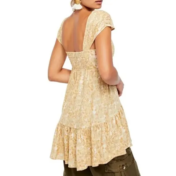 FREE PEOPLE Pattern Play Mini Dress NWT L Neutral
