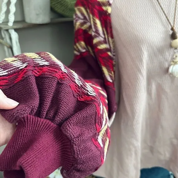 Free People Rainbow Dreams Bohemian Oversized Balloon Sleeve Sweater