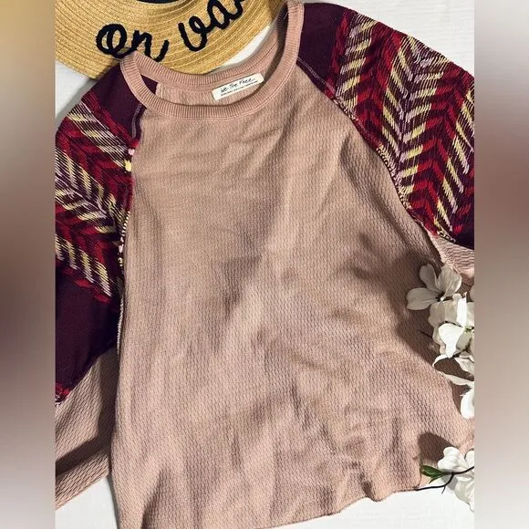 Free People Rainbow Dreams Bohemian Oversized Balloon Sleeve Sweater