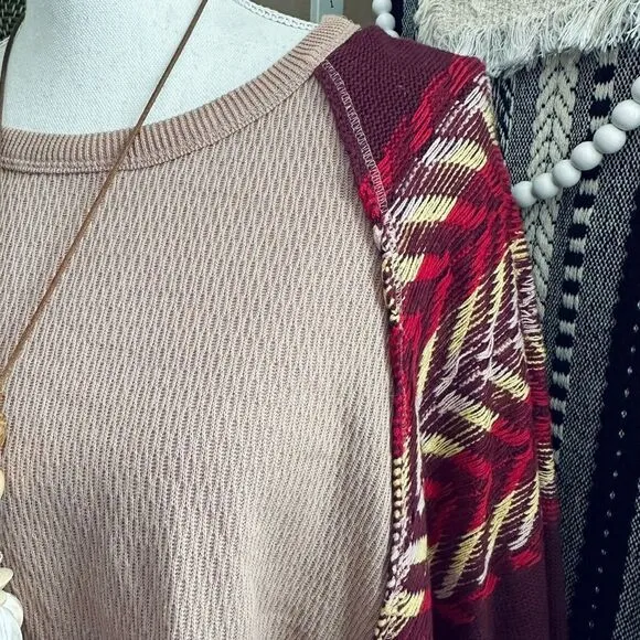 Free People Rainbow Dreams Bohemian Oversized Balloon Sleeve Sweater