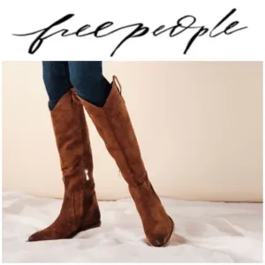 Free People “Rue” slouch western boots in taupe EU41/US11