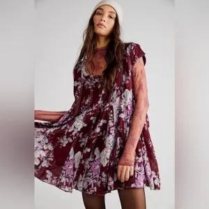 Free people Sully Dress raisin combo with pockets