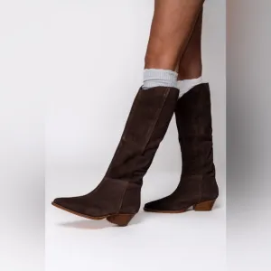 Free People Sway Low Slouchy Suede Boots Chocolate brown