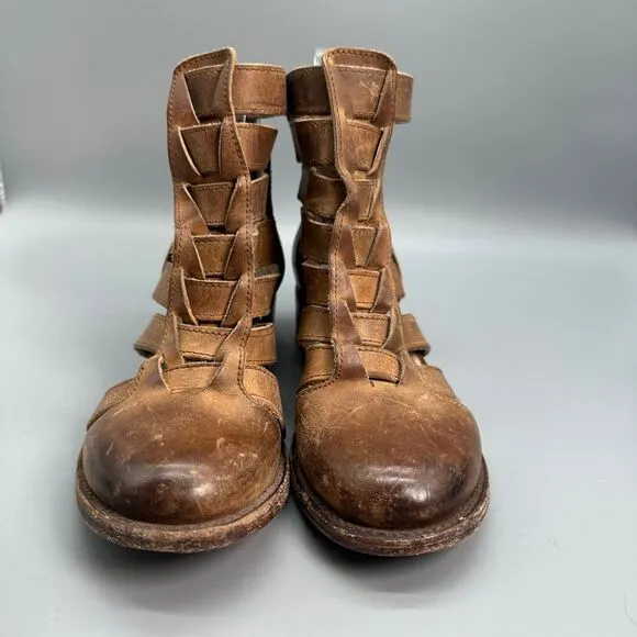 Freebird By Steven Stone Cutout Bootie Womens 6 Brown Shoe Strappy Buckled Boot
