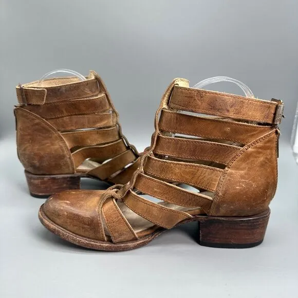 Freebird By Steven Stone Cutout Bootie Womens 6 Brown Shoe Strappy Buckled Boot