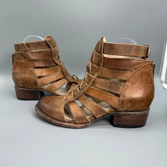 Freebird By Steven Stone Cutout Bootie Womens 6 Brown Shoe Strappy Buckled Boot