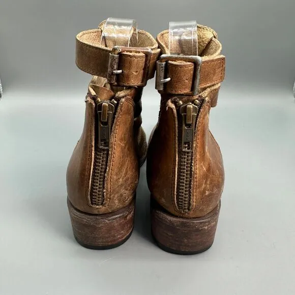 Freebird By Steven Stone Cutout Bootie Womens 6 Brown Shoe Strappy Buckled Boot