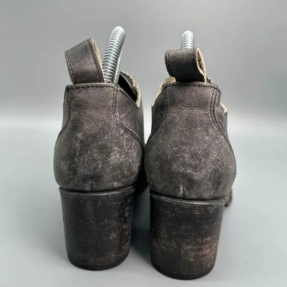 Freebird Sadie Cocktail Boots Women's 9 Leather Gray Black Ankle Booties Shoes