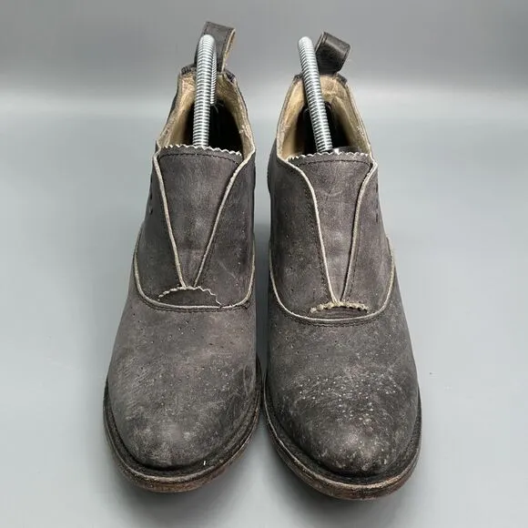 Freebird Sadie Cocktail Boots Women's 9 Leather Gray Black Ankle Booties Shoes
