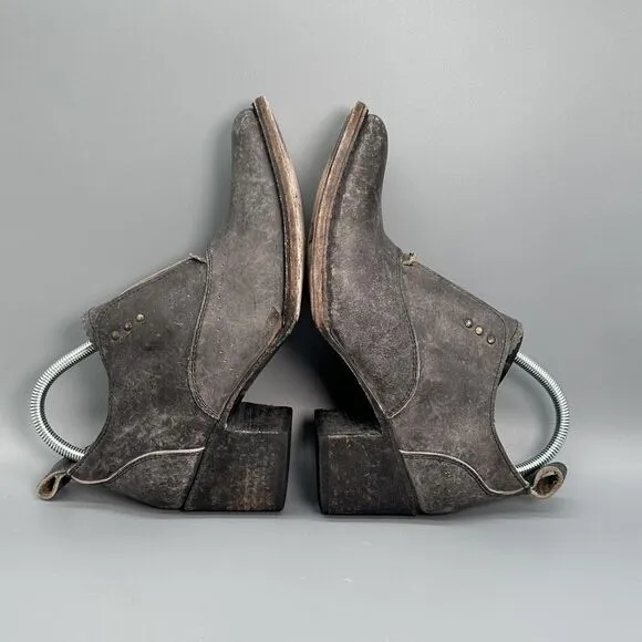 Freebird Sadie Cocktail Boots Women's 9 Leather Gray Black Ankle Booties Shoes