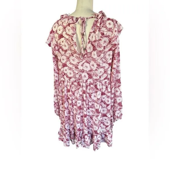 Free People Dress These Dreams Floral Mini Dress Tea Combo Pink medium