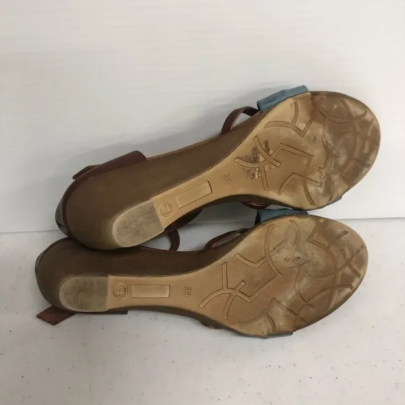 French Blu Electric Blue Claudia Leather Sandals