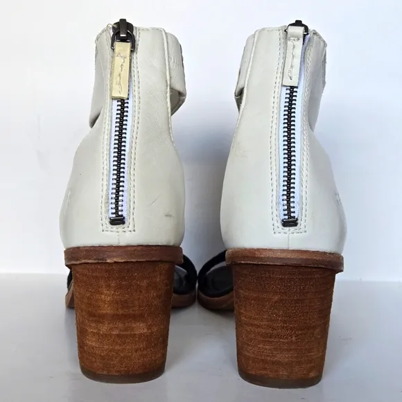 Frye Brielle Black White Sandals Heels size 10