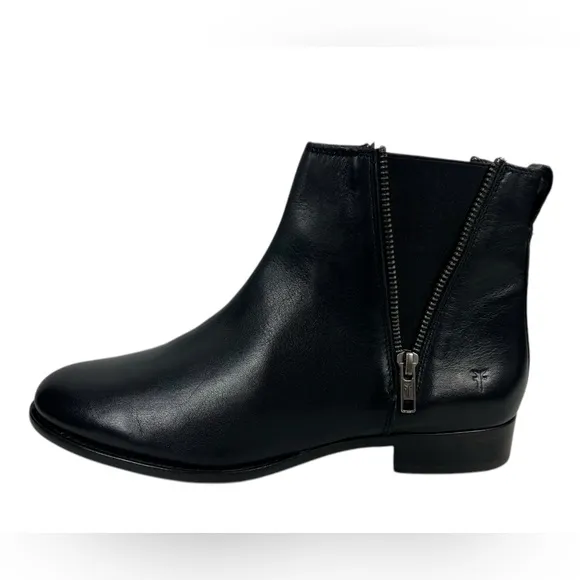 Frye Carly Zip Chelsea Leather Ankle Boots Booties Womens Size 9 Black Casual